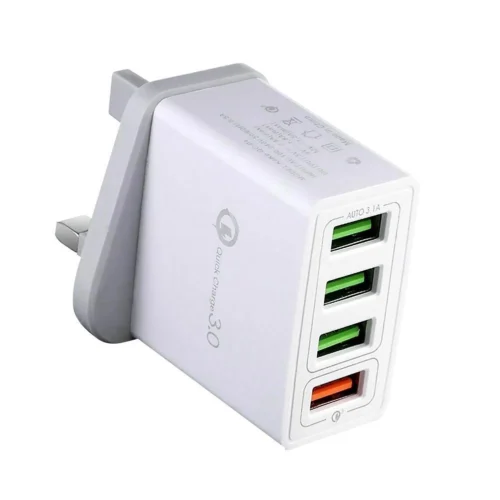 Portable 4 Ports Smart USB Wall Charger QC3.0 Fast Charging