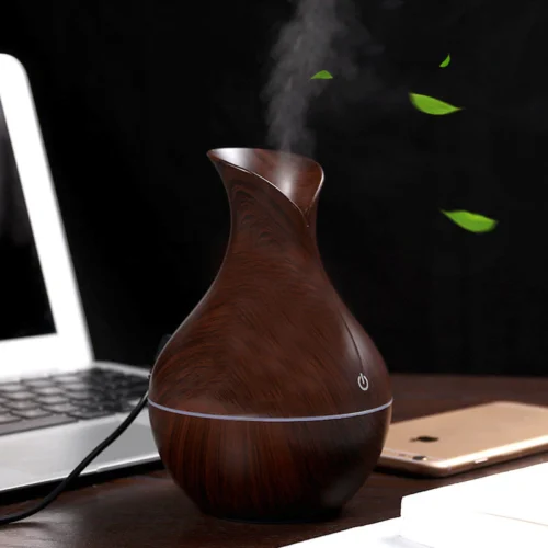 Desktop Humidifier 200ml Wood Grain Vase Shape